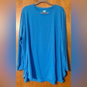 Lands' End Bright Blue Long-Sleeve Crewneck Tunic Top